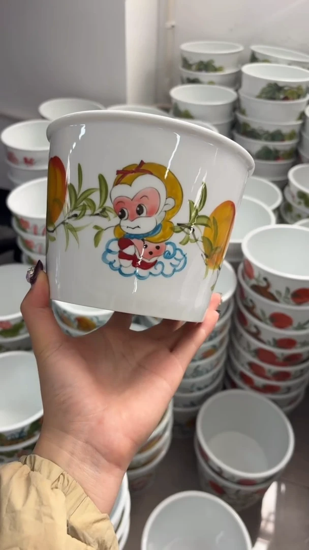 瓷片景德镇陶瓷食品级手绘釉中彩-大泡面桶