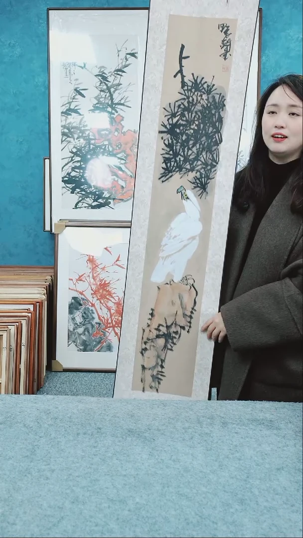 【闪购商品】国画170*32本土老师花鸟卷轴