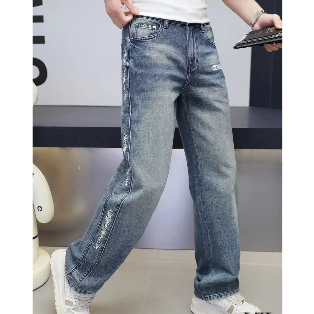 春夏新品欧货轻奢时尚潮流男士高端潮品直筒牛仔裤