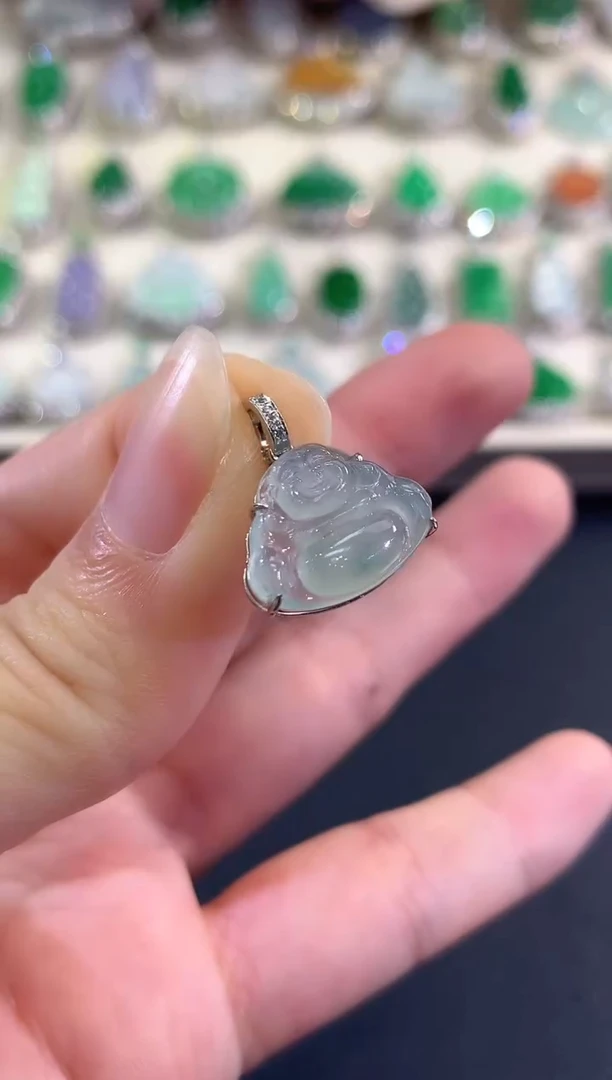 吊坠(不含链)18K金镶嵌翡翠b14