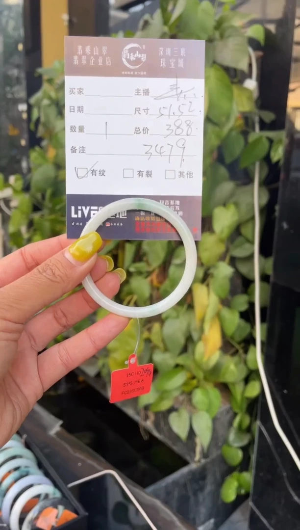 【闪购商品】翡翠手镯未镶嵌C 51-52正圈3479