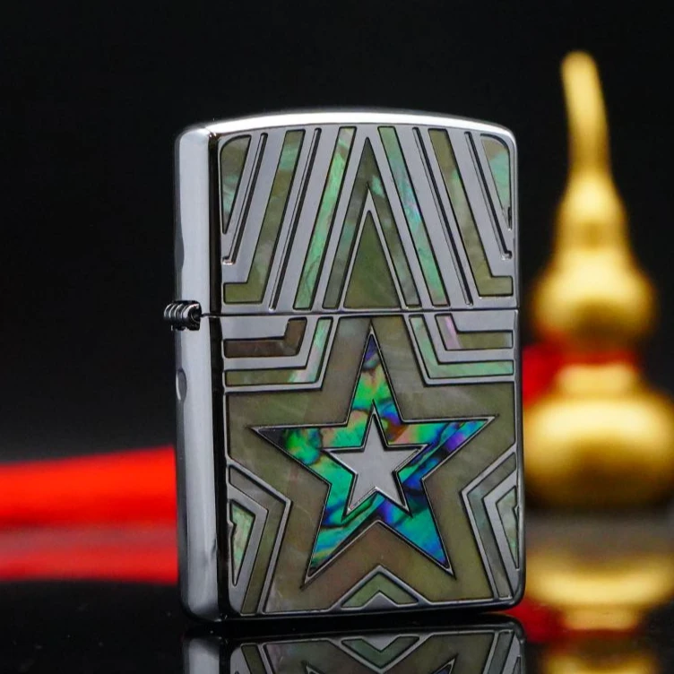ZIPPO/之宝打火机 夜光五星盔甲贝壳镶嵌 DYJ1【小飞火机】