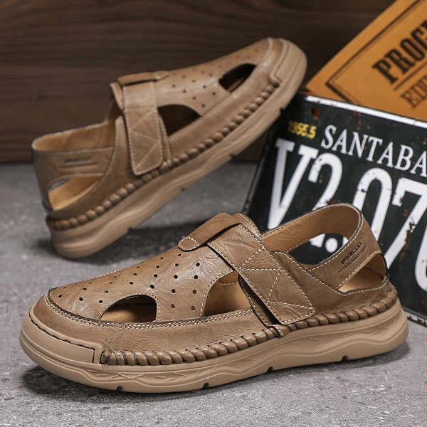 YEARCON/意尔康男鞋新款夏季软底沙滩鞋轻便包头凉拖鞋E52511092