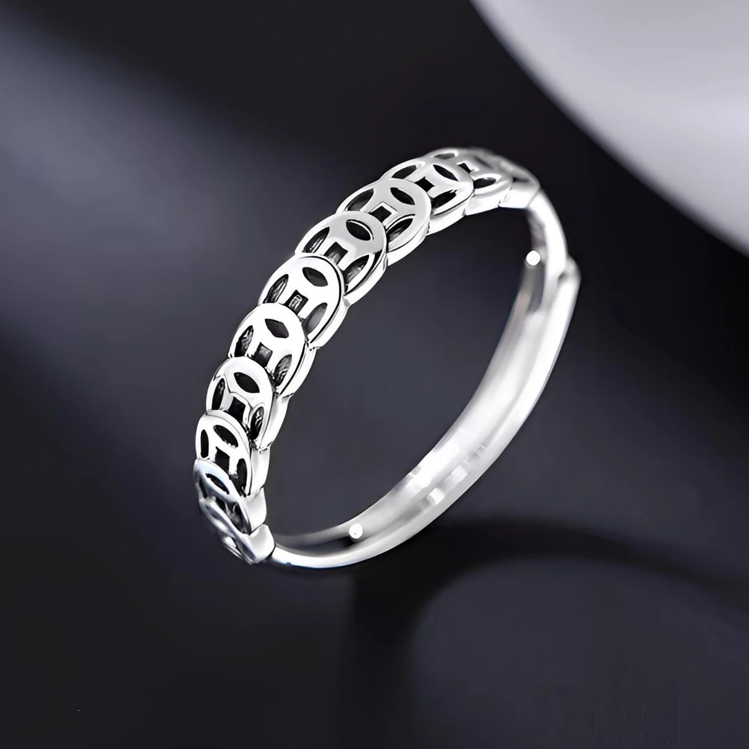 铜合金戒指 时尚百搭复古钱币戒指男款钱多多素款铜钱简约指环潮