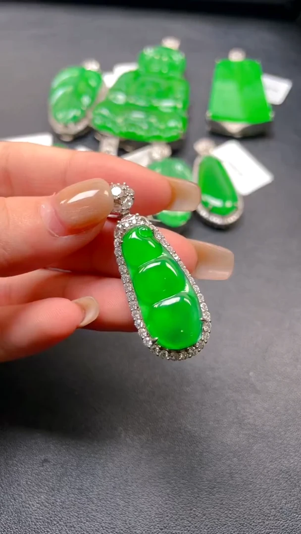 吊坠(不含链)银S925镶嵌翡翠吊坠