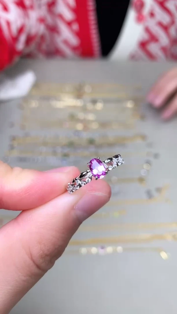 戒指蓝宝石银S925镶嵌戒指