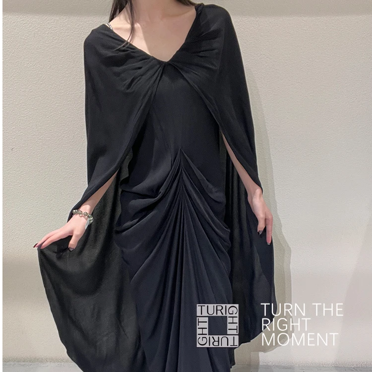 TURIGHT买手店25SS现货ELYWOOD设计师品牌 斗篷连衣裙