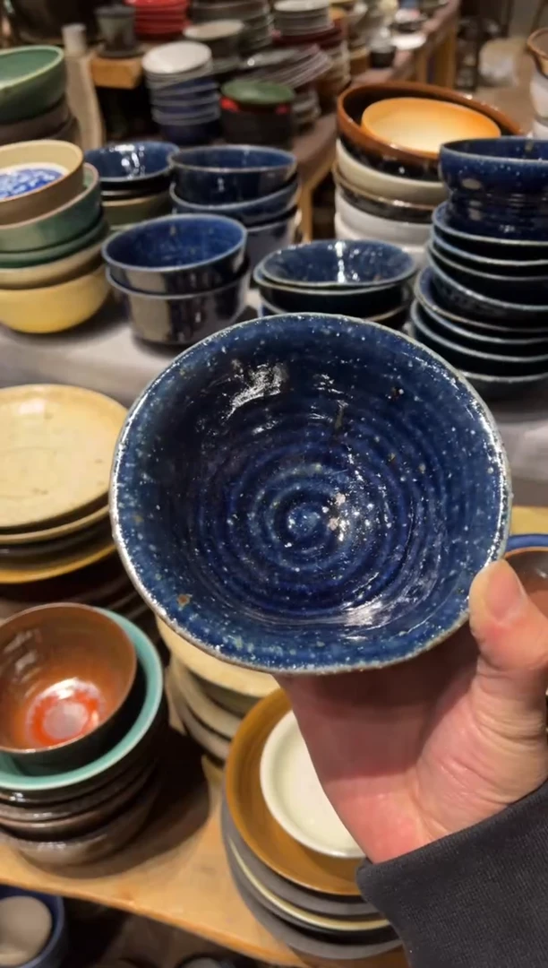 【闪购商品】瓷片816   粗陶长生蓝小碗1个