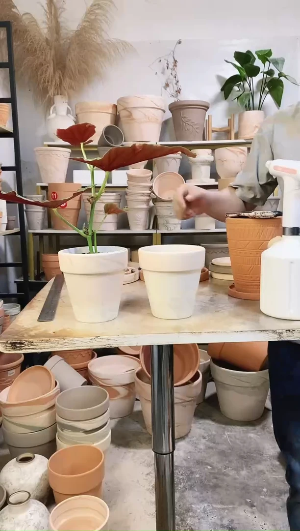 瑕疵无售后13*13绿白陶 2盆无托