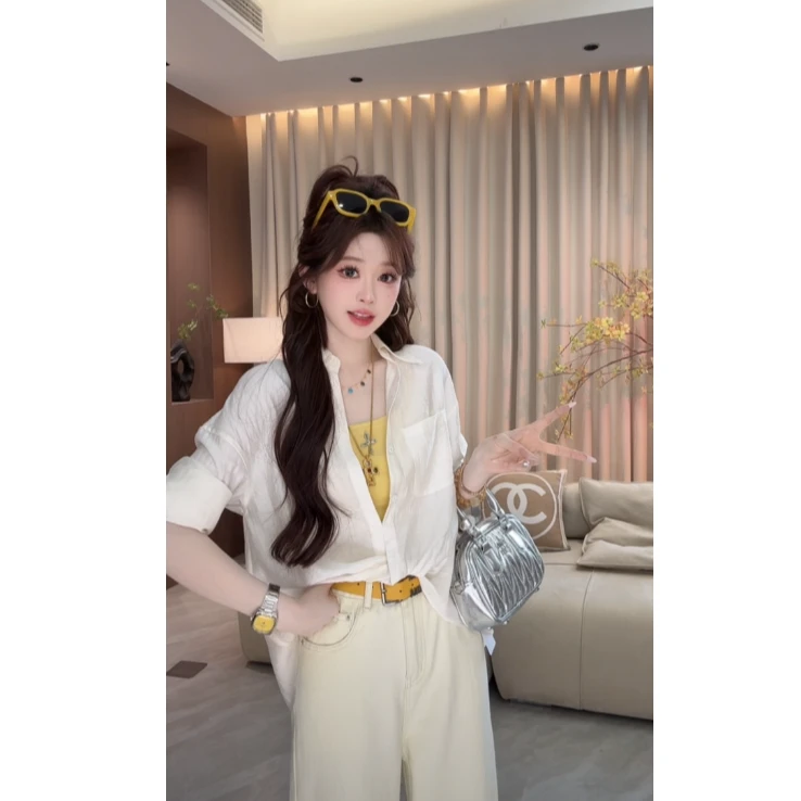 浩哥严选●衬衫预JJD4CS0037白色休闲衬衣小众设计感百搭时尚显瘦