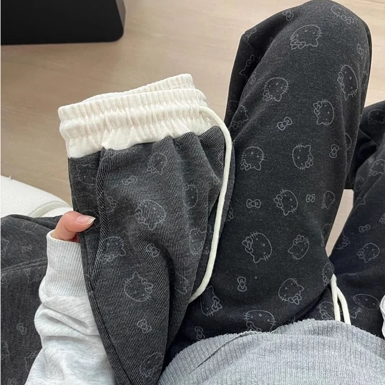 孕妇裤2025新款高腰无托腹高腰印花显瘦直筒裤休闲百搭秋冬阔腿裤