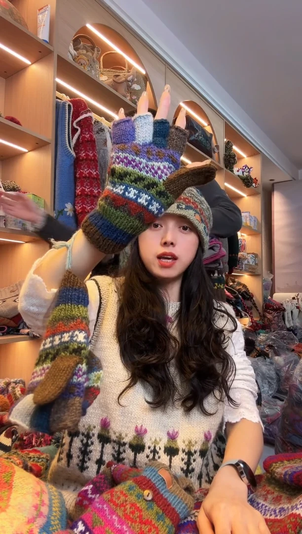 纯棉悠***发五指手套A679