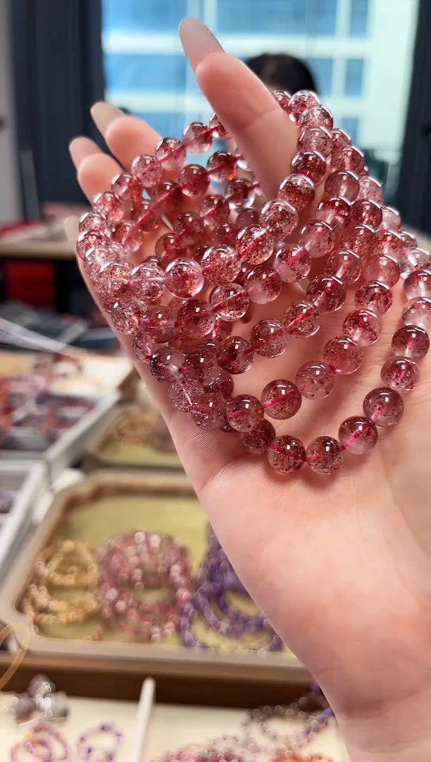 未镶嵌手串水晶金草莓超七单圈手串8mm【多样式发货】