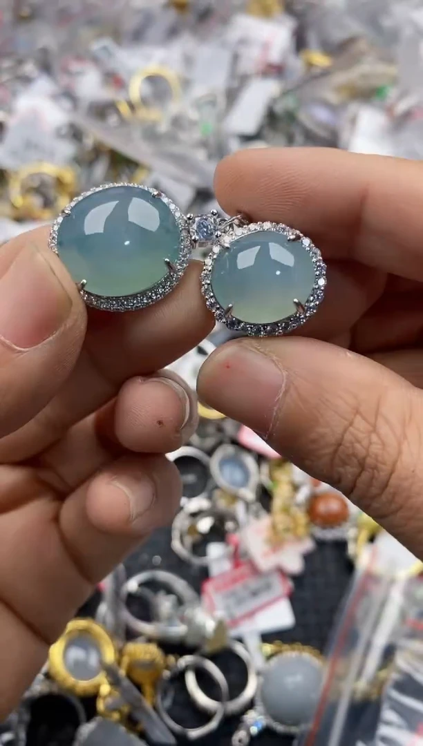 银S925镶嵌戒指翡翠3333----5