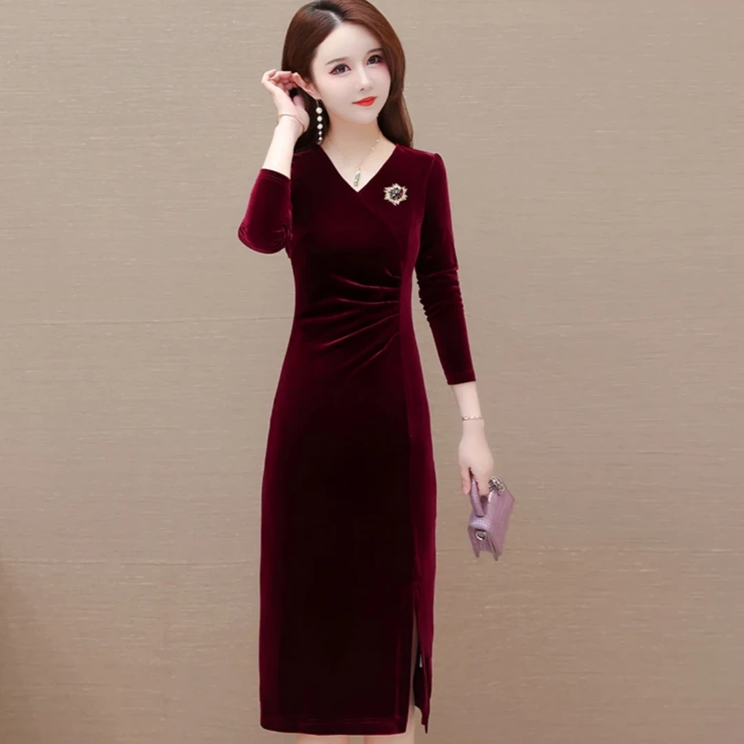 金丝绒连衣裙喜婆婆婚宴装裙子中老年女装妈妈秋装2025新款女