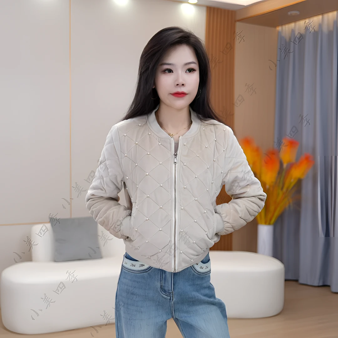 小美四季小个子短款珍珠棒球服时尚短外套上衣休闲女装百搭秋冬