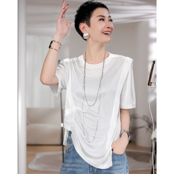 【keke定制-DH961】醋酸-夏季新款百搭轻薄舒适高级感短袖女装T恤