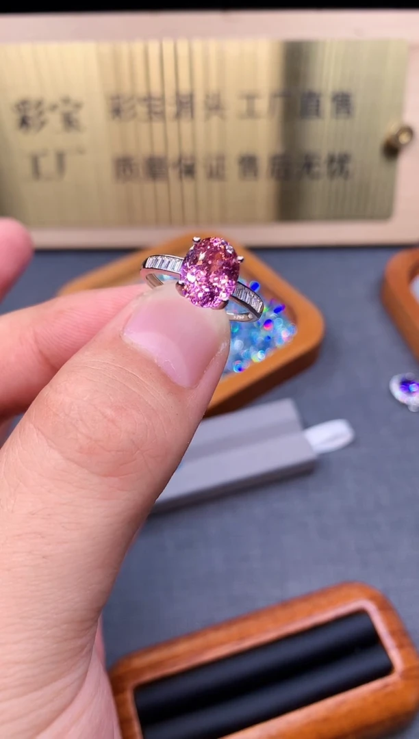 红色碧玺戒指银S925镶嵌4532