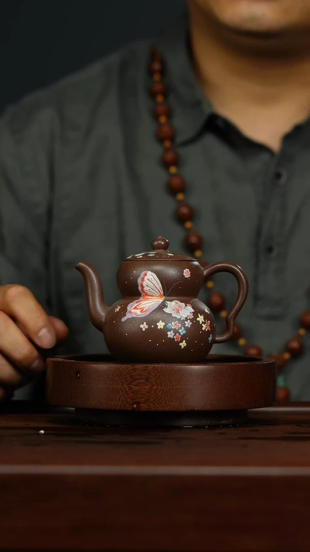 茶壶紫砂B6珐琅彩福禄壶{}