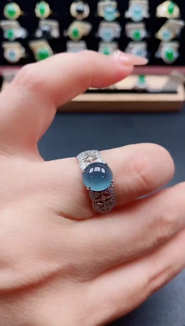 银S925镶嵌戒指翡翠1