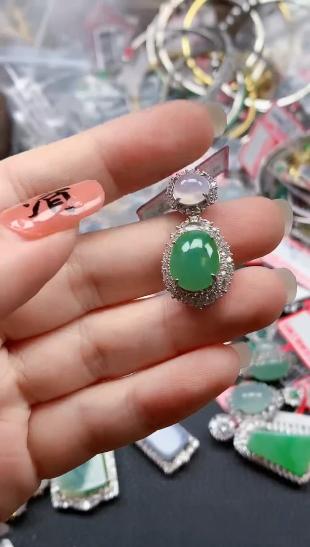 银S925镶嵌戒指翡翠天然A货缅甸翡翠