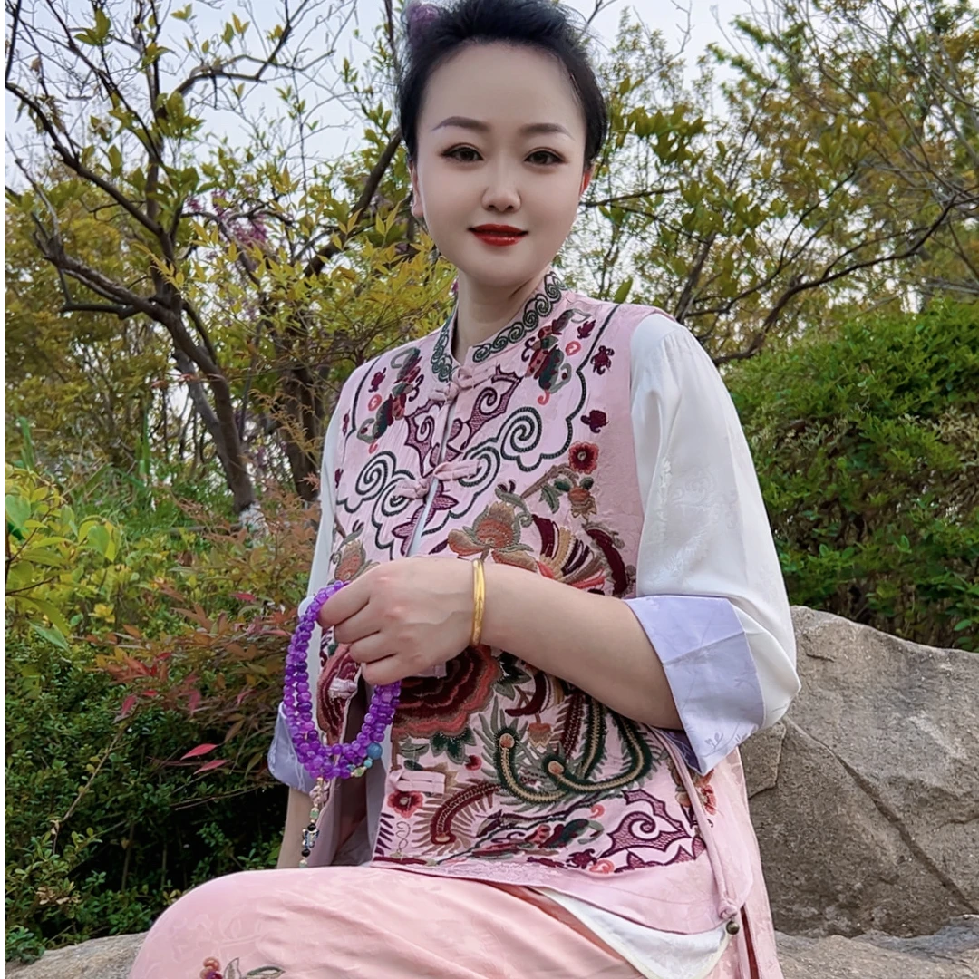 806新款  国风绣花马甲时尚百搭女士中式中国风