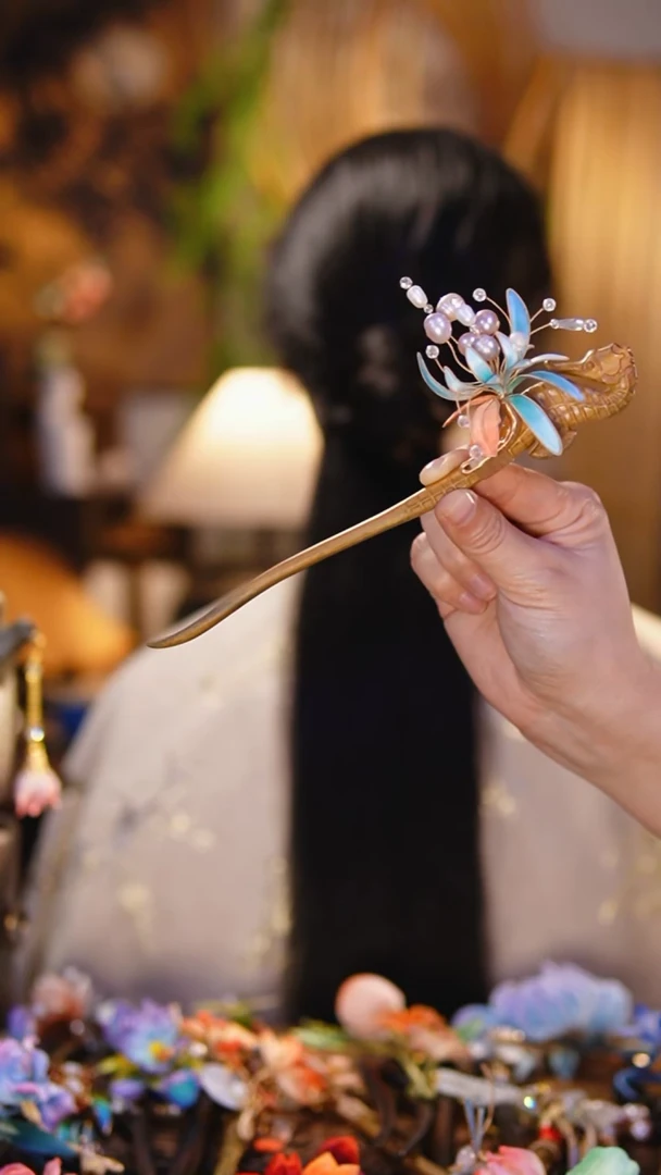 木非遗绒花工艺海浪
