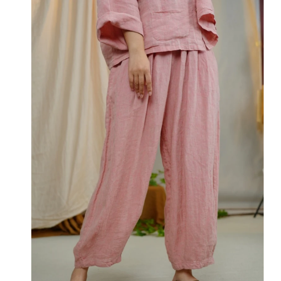 624273{定制色织亚麻}多色老爹裤