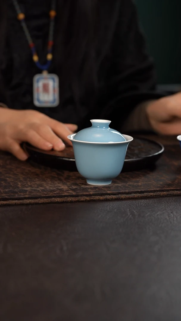 【闪购商品】杯初蓝舍天青纯色盖碗-