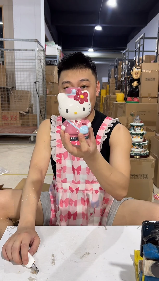 瓷片粉色k邮递员存钱罐