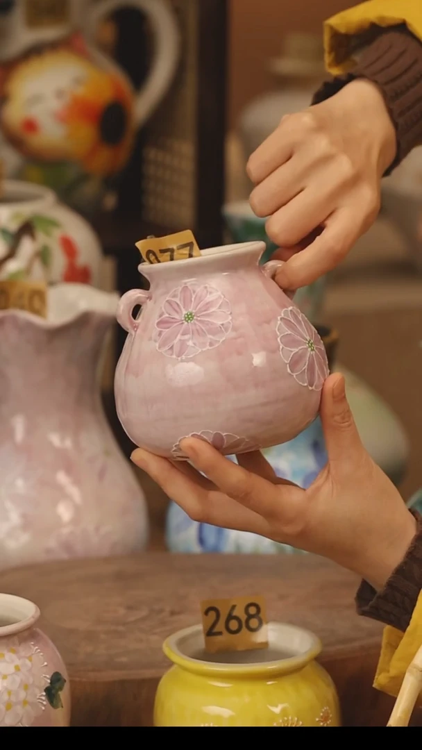 陶瓷景德镇设计师手作花器摆件侘寂风@M077@