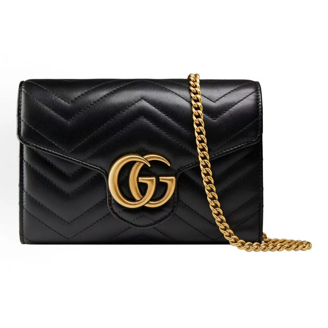 99新 GUCCI/古驰 思斯专属 古驰黑金马蒙WOC THQN321