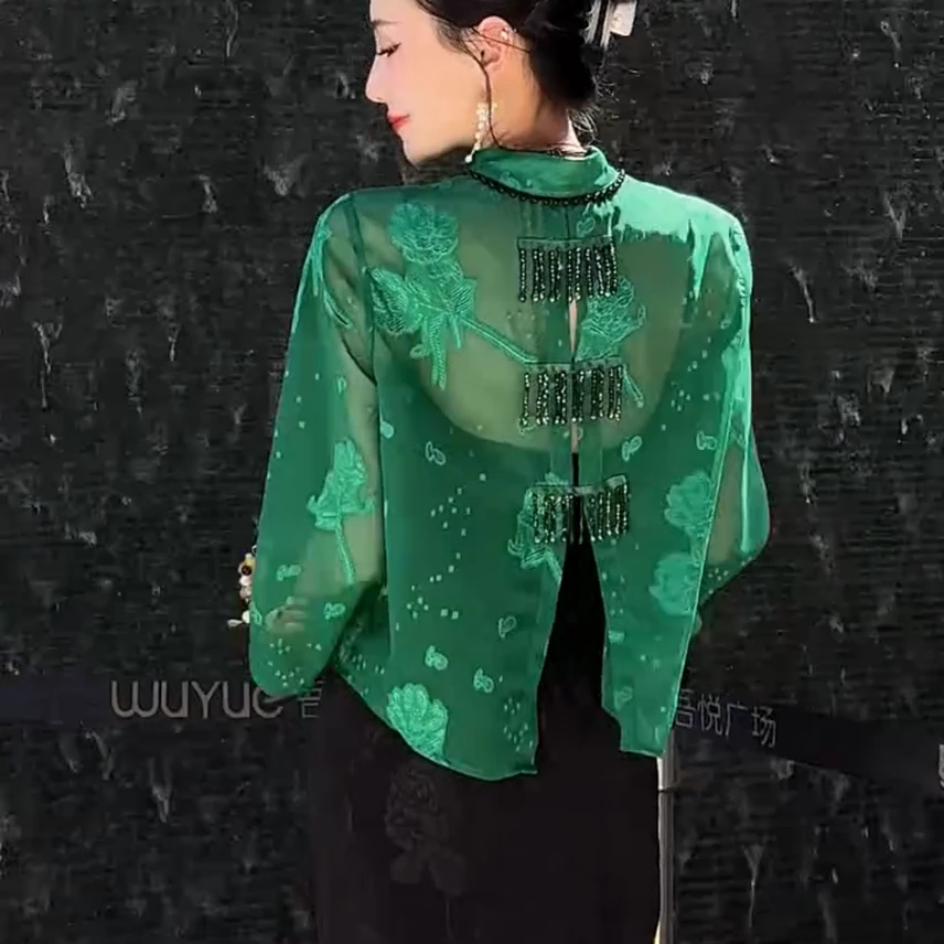 115新中式轻国风上衣夏新复古提花小众时尚百搭外套薄款防晒衬衫