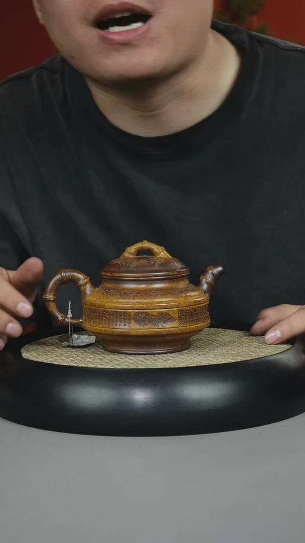 茶壶紫砂龙骨金砂 双线竹鼓