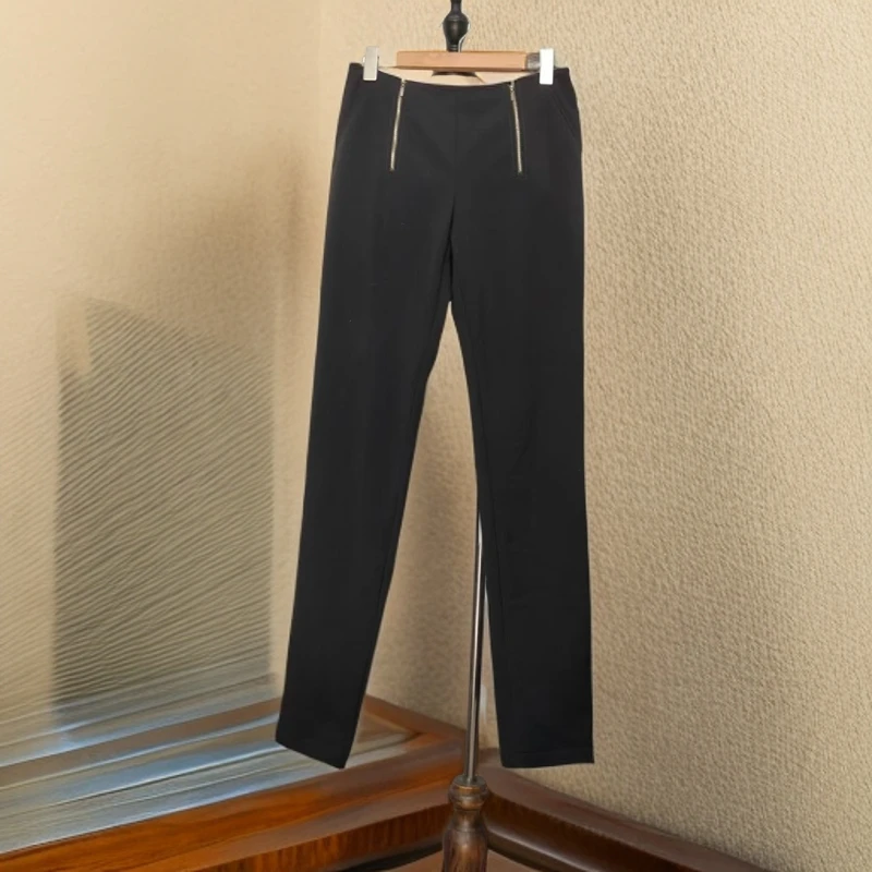 秋季新款两条拉链加厚修身显瘦休闲裤W124