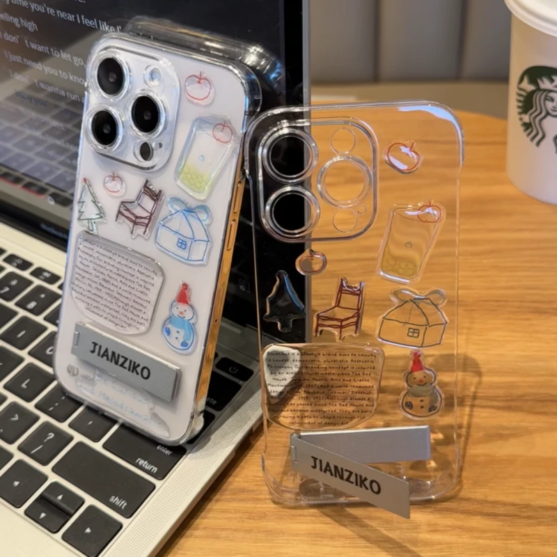 Luckyins雪人贴纸支架适用iPhone16手机壳苹果15华为vivo小米oppo