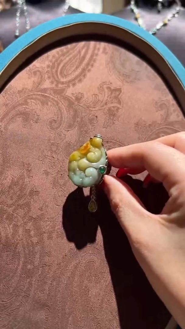 【闪购商品】翡翠戒指银S925镶嵌红翡绿翠 24号