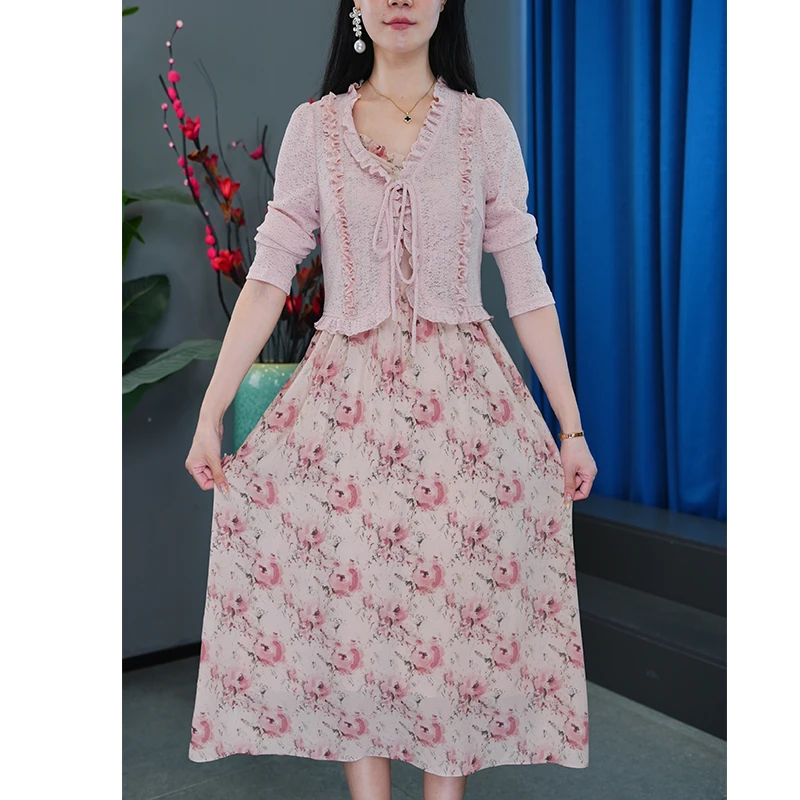 【外衫+背心裙】长袖秋季减龄显瘦气质百搭套装裙