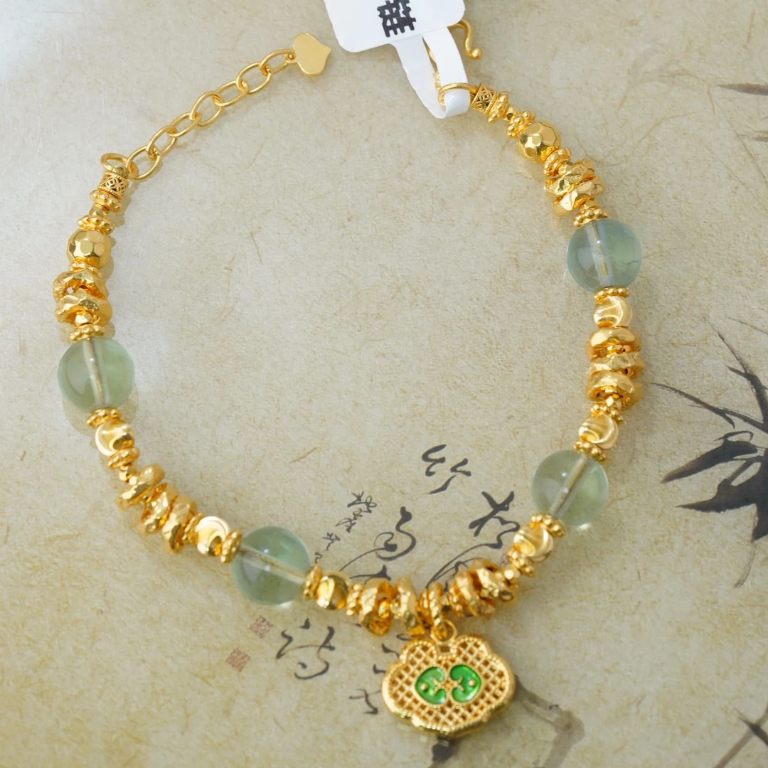 足金999【晓山青】高温烧蓝阳光玫瑰锁包大盘缠手链 SL134