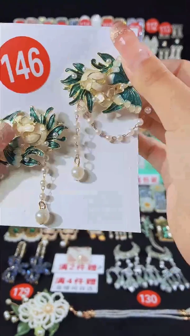 仿水晶锌合金146国风原创重工发夹1对