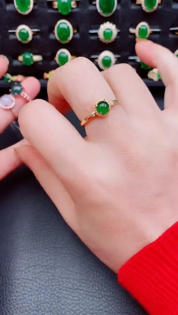 【闪购商品】翡翠戒指银S925镶嵌天然a货翡翠2