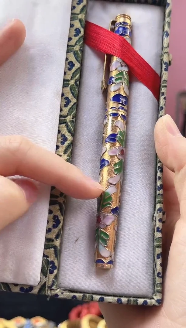 非遗 景泰蓝  金地 钢笔