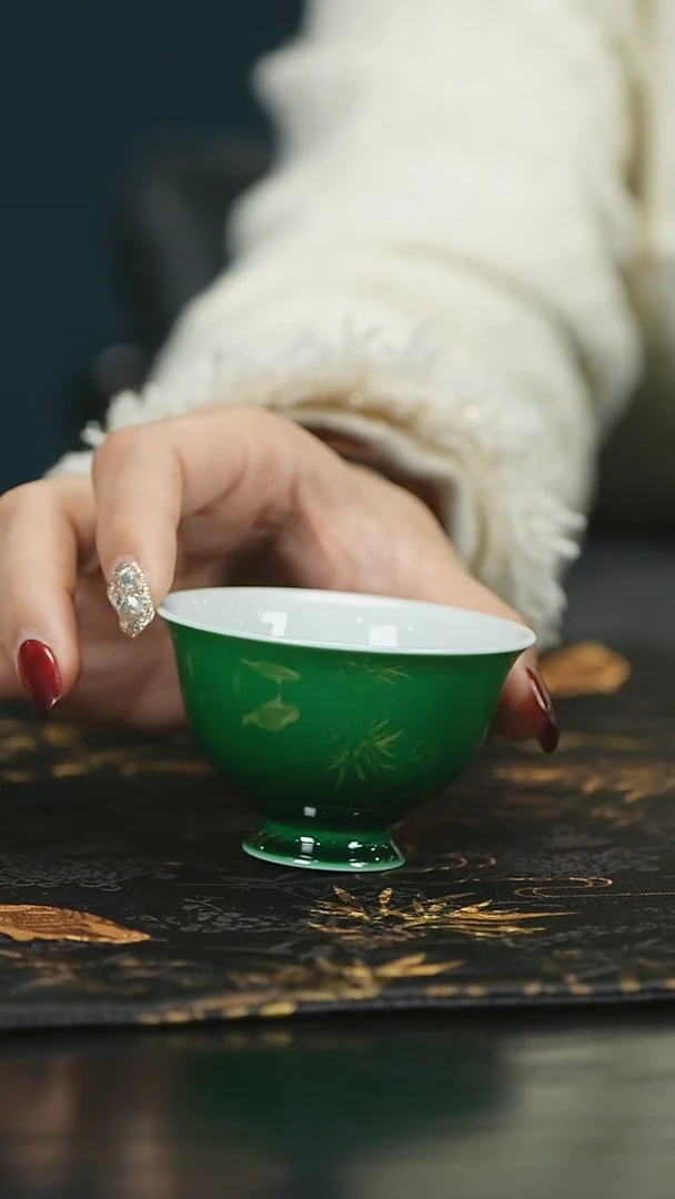 【闪购商品】瓷堂里郎窑翡翠绿小杯