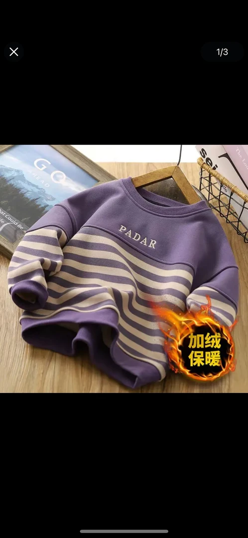 条纹字母加绒时尚百搭卫衣