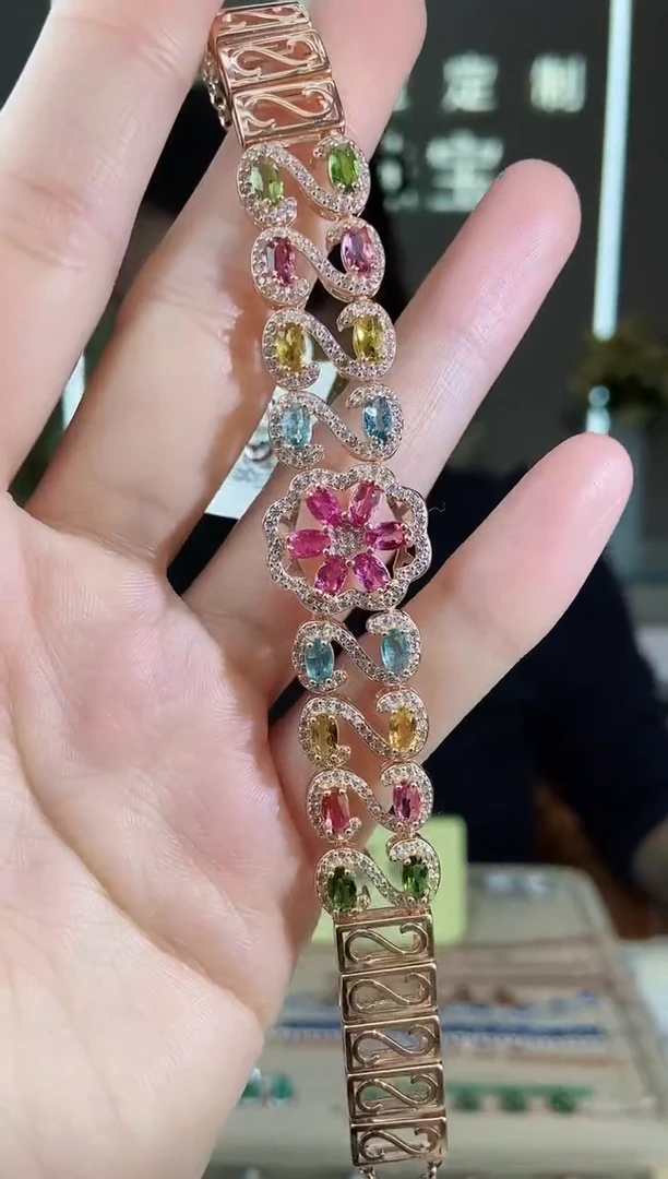 【闪购商品】碧玺手链银S925镶嵌手链