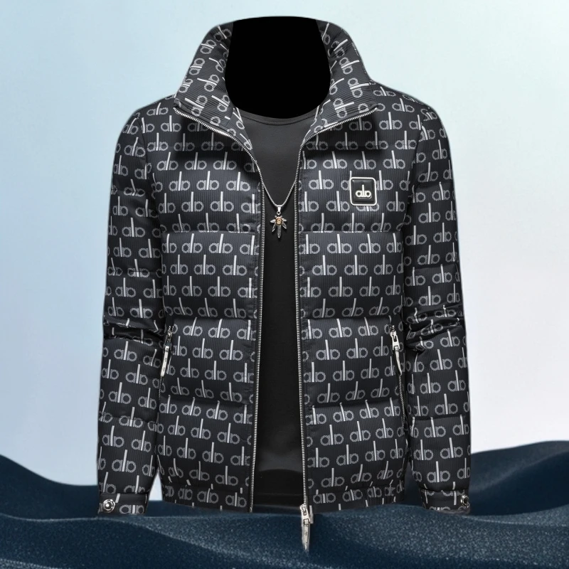 巴赛娜缇时尚男士大码印花长袖衣服中青年冬季时尚冬装立领外套潮