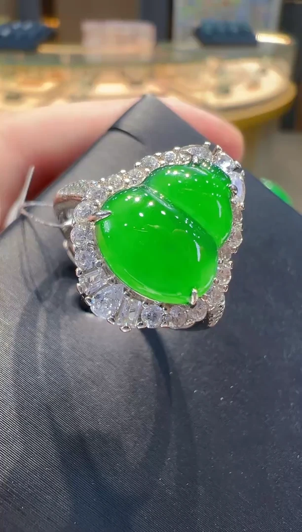 翡翠戒指银S925镶嵌多样性发其一