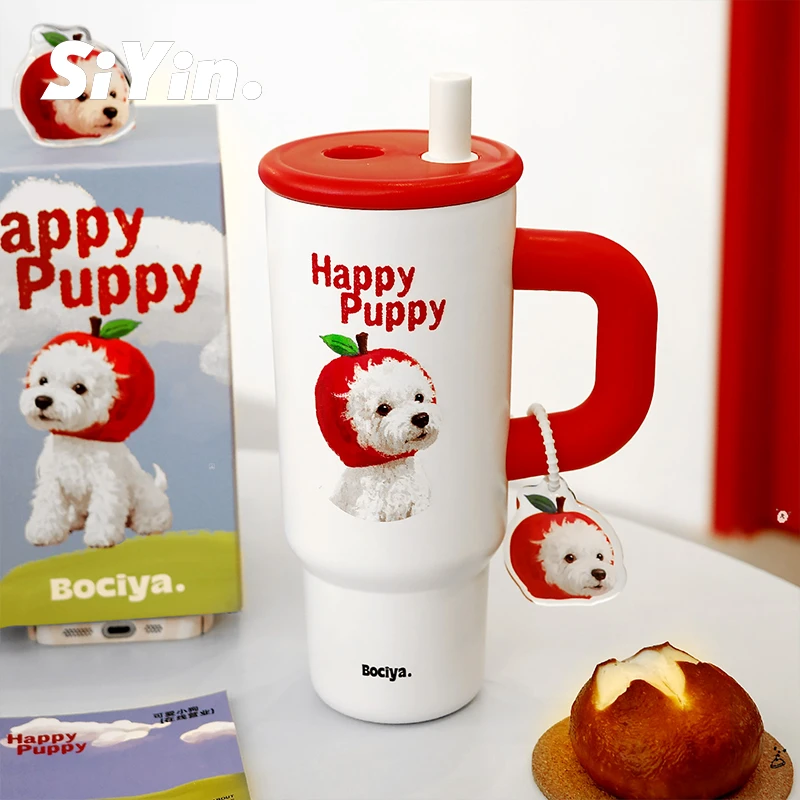 保温杯女生高颜值水杯带把手外出便携2025新款泡茶冰霸杯保冷杯子