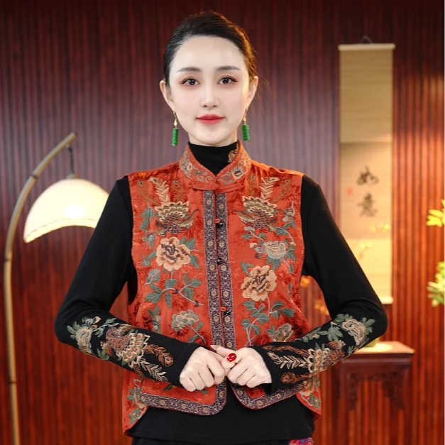 [幽兰]柒夫人高定百搭国风刺绣暗纹提花马甲