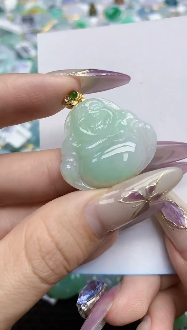 翡翠挂件银S925镶嵌438   天然翡翠A货